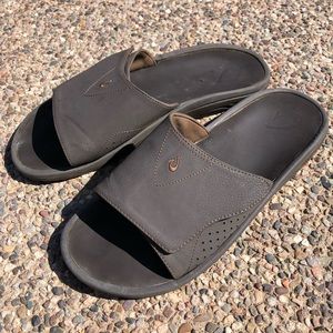 OluKai Nalu Dark Java Slides Mens Size 17